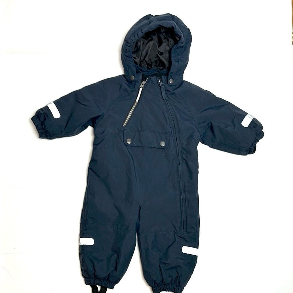 Polarn O. Pyret Anorak Waterproof Performance Snowsuit Hooded Navy Blue 74 6-9 m